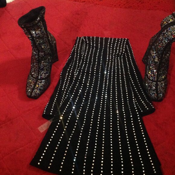 Shein Diamante Women's 5.5 Embellished Ankle Boots with Embellished Slacks - Picture 13 of 13